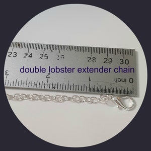 2to 6 inch Silver plated Double Extender chain, 14 mm Small Lobster both ends, soldered links, Anklet, Necklace, Bracelet extender image 2