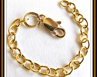 Soldered Link Chain Extender: Necklace & Bracelet, with Lobster Clasp (4 Inch)