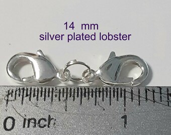 Small one (1) piece, 14  mm, Double Lobster Claws, Silver plated, Anklet Extender, Bracelet Extender, Necklace Extender, Body Jewelry