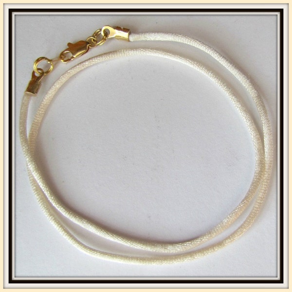 6 - 24 inch Ivory Satin Necklace Cord, Pendant Cord, Jewelry Cord, Charm Cord, Choker, Wedding Jewelry, Gold, Silver, Antique Brass Lobster.