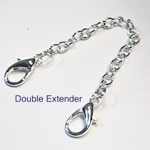 2to 6 inch Silver plated Double Extender chain, 14 mm Small Lobster both ends, soldered links, Anklet, Necklace, Bracelet extender image 1