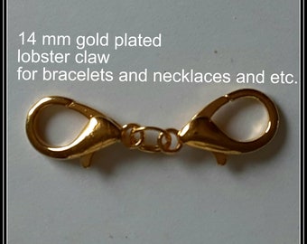 3 pieces Double Lobster 14 x9 small, Gold plated,  Heavy Extender, Anklet Extender, Bracelet Extender, Necklace Extender, Body Jewelry,