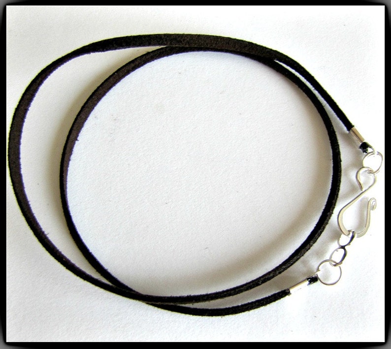 Silver plated Designer Hook Clasp Pendant cord Charm Cord Espresso Brown Choker Necklace Brown Necklace Cord 12 to 24 inch Faux Suede