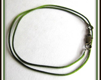 Olive Green Satinique Necklace Cord, 1mm Pendant Cord with Clasp 25,26,27 inch