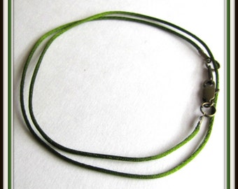 6 to 24 inch Olive Green Satinique Necklace Cord, 1 mm Green  Pendant Cord, Bracelet cord, Slim  Lobster Clasp, Custom