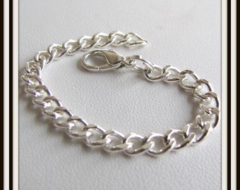 DYI 6 to 10 inch Heavy Anklet, Bracelet Chain, Silver Plated, Gold plated DIY  6x5 mm,  Single Large Lobster, Make your own