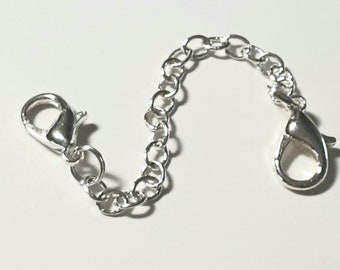 2, 3, 4, 5, 6 inch Double Small Lobster Extender Chain,  silver plated Soldered Links, Choker, Anklet, Bracelet, Necklace Extender