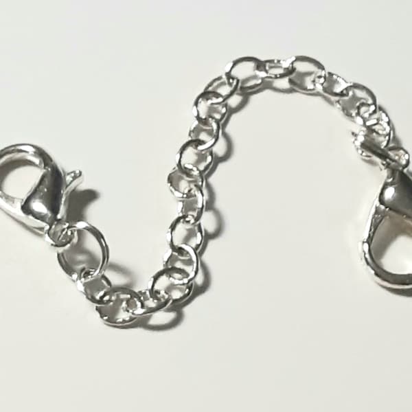 2, 3, 4, 5, 6 inch Double Small Lobster Extender Chain,  silver plated Soldered Links, Choker, Anklet, Bracelet, Necklace Extender