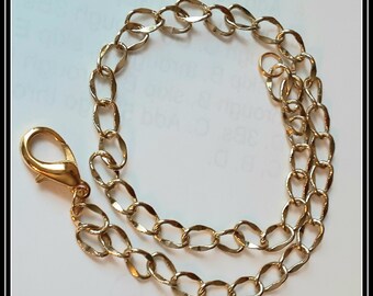 Beautiful DIY Chain 4to 18 inch 4.5 x 8 mm Gold plated Curb Chain, large Lobster, Bracelets , Anklets Make your own, wear Alone, *light wt.