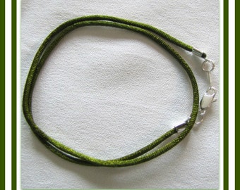 Olive Green Satin Necklace Cord: 2mm Pendant Charm Cord
