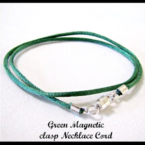 10 to 24 inch, Emerald Green Satin Necklace Cord, Magnetic Clasp, Choker Necklace, Green Cord, Green Satin Cord, 2 mm cord, Custom image 2