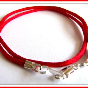 Red Satin Cord, 24 to 40 inch, Necklace Cord, Silver Lobster Clasp, 2mm,  Red Necklace Cord, Red Satin extra long cord, Custom Cord