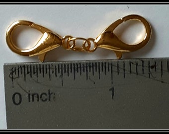 Large one (1) piece,18 mm, Double Lobster Claws, Gold plated, Anklet Extender, Bracelet Extender, Necklace Extender, Body Jewelry