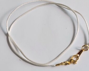 6 to 24 inch Ivory Satinique 1 mm Necklace Cord, Wedding Necklace, Gold plated Petite, Delicate, Very Small Lobster clasp