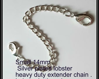2 to 6 inch Silver plated, Small 14 mm Lobster, Heavy Extender Double clasp both ends, Anklet, Bracelet, Necklace, Extender, Body Jewelry,