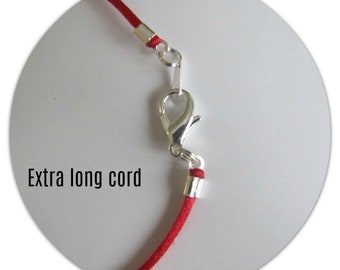 10 to 24  inch Red Satin Necklace Cord, X Long Cord,* Large Clasp,  Silver, gold, Antique Brass Lobster Clasp, Custom,   Jewelry  Accessory,