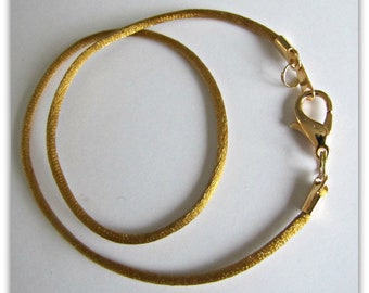 10 to 24  inch Gold Satin Necklace Cord, Long Cord,* Large Clasp,  gold, Antique Brass Lobster Clasp,  Custom,   Jewelry  Accessory,