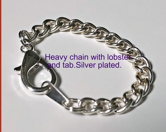 Extender. 2 inch to 6 inch 14mm  Lobster clasp  and Tab extender, Silver or Gold Heavy Chain, Anklet, Bracelet, Necklace Extension,