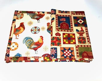 Country Rooster Placemat Set, Farmhouse Table Decor, Set of 4