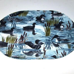 Ducks on the Pond Reversible Oval Placemat Set of 4, in Stock ready to Ship, Holiday Gift Idea!