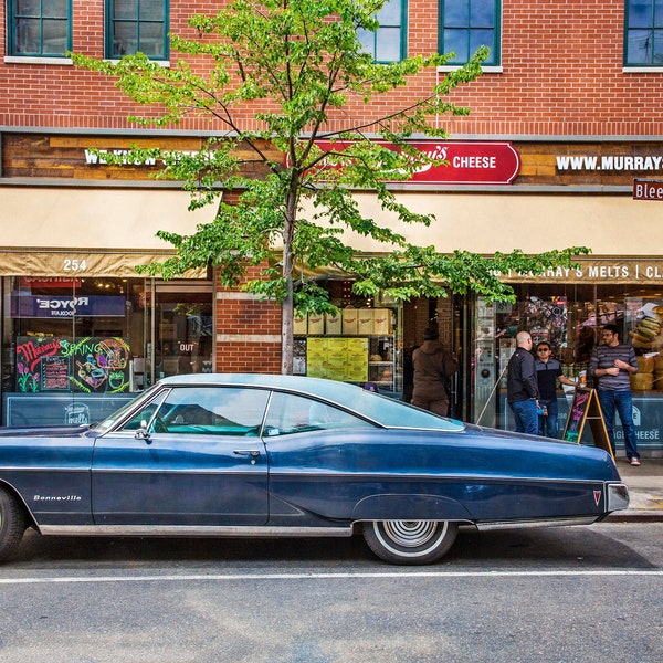 Classic Car Photograph, Bleeker Street, Pontiac Bonneville, Father's Day, Gift for Dad, Street Phoot, NYC Wall Art, Wall Decor, Car Print