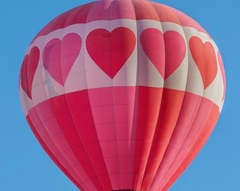 Valentine Photograph, Hot Air Balloon with Hearts, Pink and Red Balloon, Hot Air Balloon Wall Art, Wall Decor, Albuquerque Decor, Love Gift