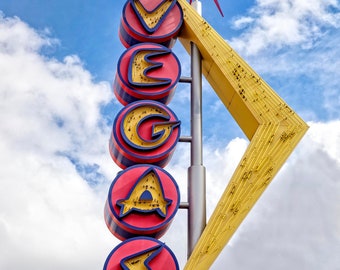 Neon Las Vegas Sign, Las Vegas Photo, Travel Print, Retro Sign, Downtown Las Vegas, Freemont Street, Vegas Wall Decor, Fine Art Photo