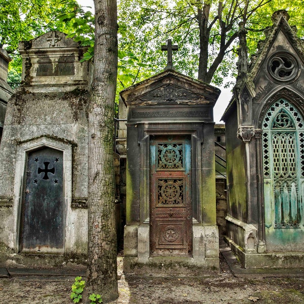 Paris photography, Pere Lachaise Cemetery, Parisian Memories, Mausoleums, Parisian Cemetery, Tombs, French Wall Art, Wall Decor,