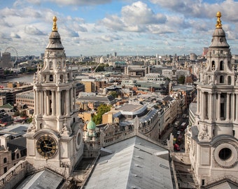 London Cityscape Photograph, Aerial View Urban Scene, London Wall Art, London Wall Decor, England Art, London Travel Photo, Print