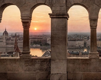 Budapest, Hungary Photo, Hungarian Parliament Building, Architecture, Budapest Wall Decor, Wall Art, Danube River, Dome, Sunrise