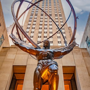 New York City Photograph, Atlas Statue, New York Wall Decor, NYC Wall Art, Bronze Sculpture, Travel Print, Midtown, Rockefeller Center