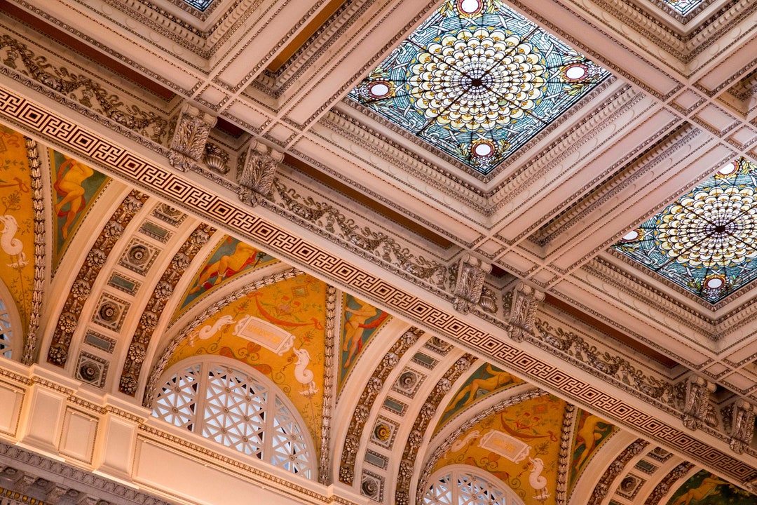 Washington DC Photograph, Library of Congress, Ceiling Detail, LOC Wall ...
