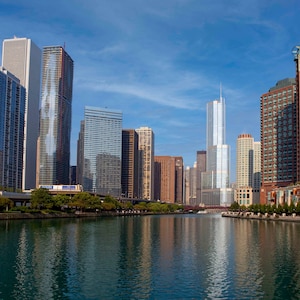 Chicago River Photo, Downtown, Chicago Illinois, Skyscrapers, Architecture, Office Buildings, Travel Print, Wall Decor, Digital Print