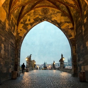 Prague Photograph, Czech Republic, Wall Art, Wall Decor, Charles Bridge, Dawn, Prague Decor, Historic, Morning Light, Praha