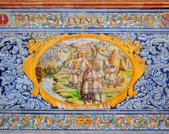 Spanish Tile Photo, Tile Photograph, Seville Spain Art, Wall Art, Cadiz mural, Spain Decor, Multicolor, Mosaic Tile Photo, Architecture