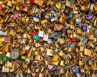 Paris Photography, Love Locks, Paris Bridge, Wall Decor, Wall Art, Travel Print, Marriage, Romantic Paris, French Decor, Paris Memories