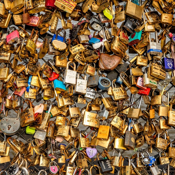 Paris Photography, Love Locks, Paris Bridge, Wall Decor, Wall Art, Travel Print, Marriage, Romantic Paris, French Decor, Paris Memories