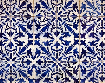 Portuguese Tile Print, Lisbon Blue Azulejo Photo, Portugal Photography, Wall Decor, Wall Art, Travel Decor, Portuguese Tile Photo