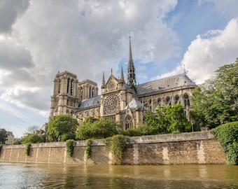 Paris Photography, Notre Dame Cathedral, Paris Wall Art, Wall Decor, French Decor, River Seine, Gothic Architecture, Travel Print