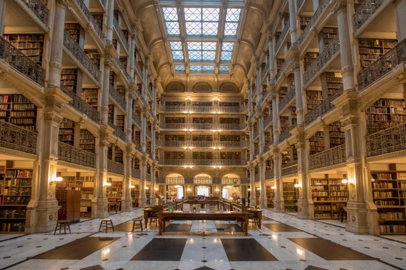 Peabody Library Photo, Baltimore Photography, Wall Decor, Wall Art, Peabody  Interior, Interior Design, Baltimore Architecture, Travel Print