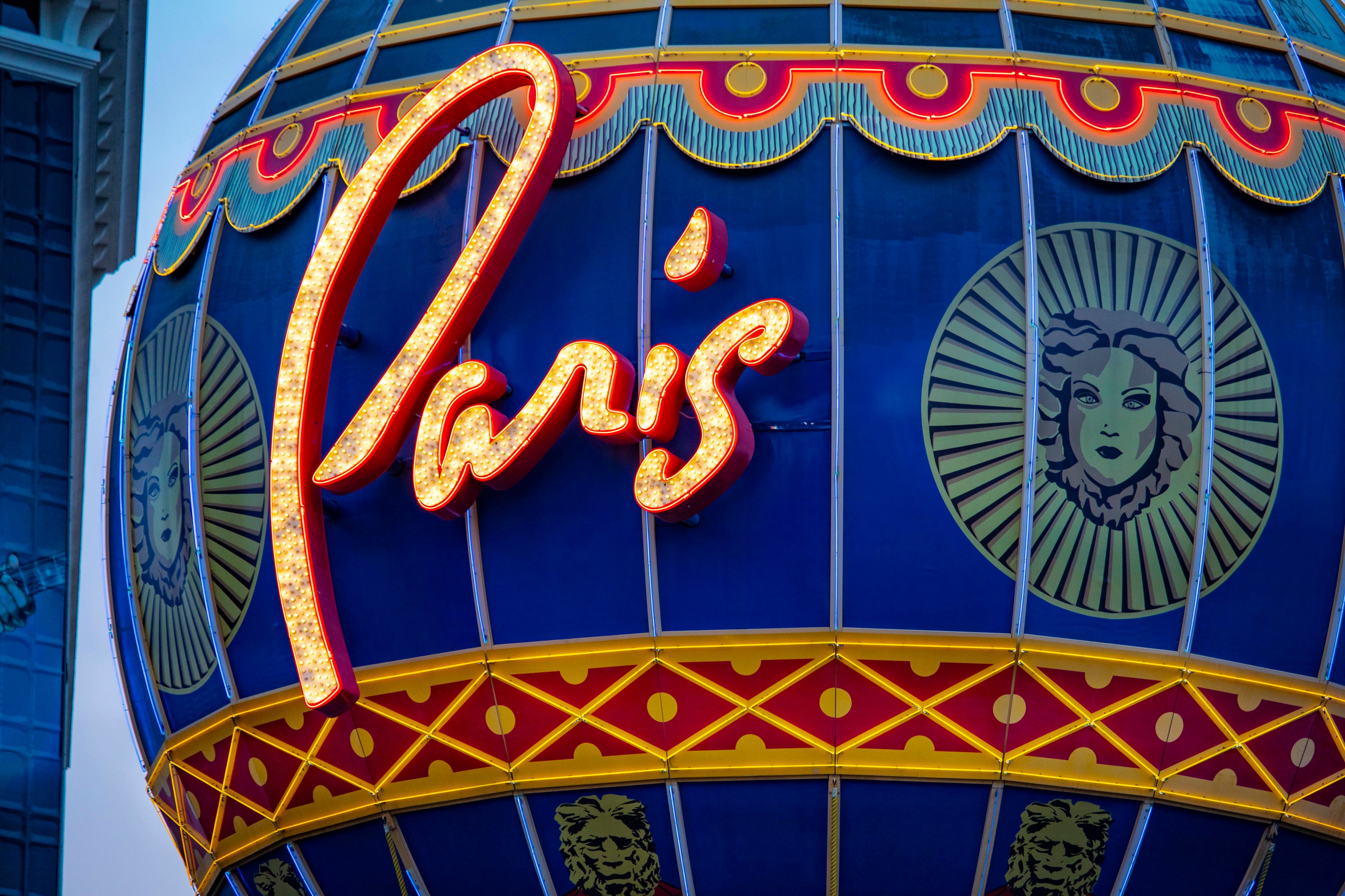 Las Vegas, Nevada - May 24, 2014 - Aerial view of Paris, Las Vegas, a  luxury resort and casino on Las Vegas Strip. The hotel has Paris theme  including Eiffel Tower and