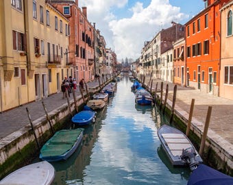 Venice Photo, Canal, Old Architecture, Travel Print, Venice Wall Decor, Wall Art, Colorful, Venice, Italy Photograph, Reflections, Boats