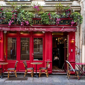 Paris Photography, Paris Cafe, Red Bistro, Le Tir Bouchon, Travel Print, Paris France, Fine Art Photo, Parisian Memories, French Decor