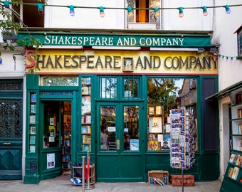 Paris Photography, Shakespeare and Company, Bookstore, Paris France, Wall Decor, Wall Art, Storefront, Historic, Travel Print, French Art