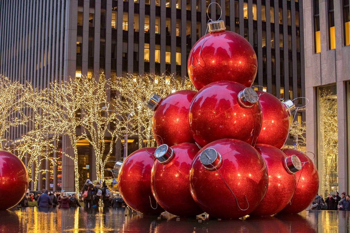 New York City Photograph, Christmas Balls, Ornaments, New York Wall