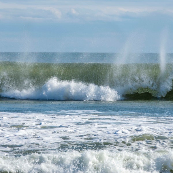 Tunnel Wave, Breaking Wave Photograph, Atlantic Ocean, Ocean City Maryland, Winter Beach, Crashing Waves, Ocean Wall Art, Wall Decor