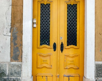 Yellow Door Photo, Lisbon Portugal, Portuguese Wall Art, Wall Decor, Lisbon House, Travel Print, Wooden Door, Lisbon Home, Wooden Door Photo