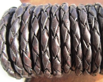 BIG SALE !! 5 yards/meter 4mm dark brown braided leather cord