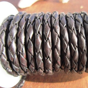 BIG SALE 5 yards/meter 4mm dark brown braided leather cord image 1