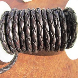 BIG SALE 5 yards/meter 4mm dark brown braided leather cord image 3